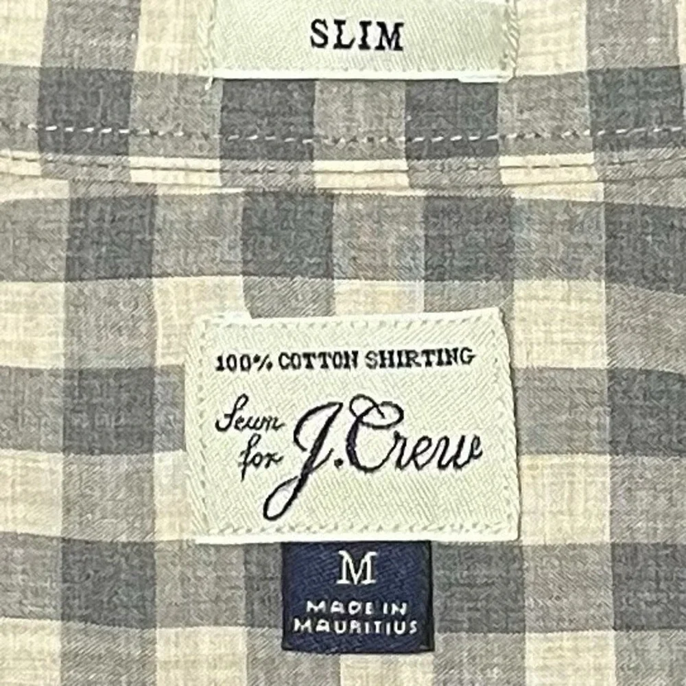 J.Crew Slim Men's Check Plaid Long Sleeve Button Down Collard Shirt Size‎ M